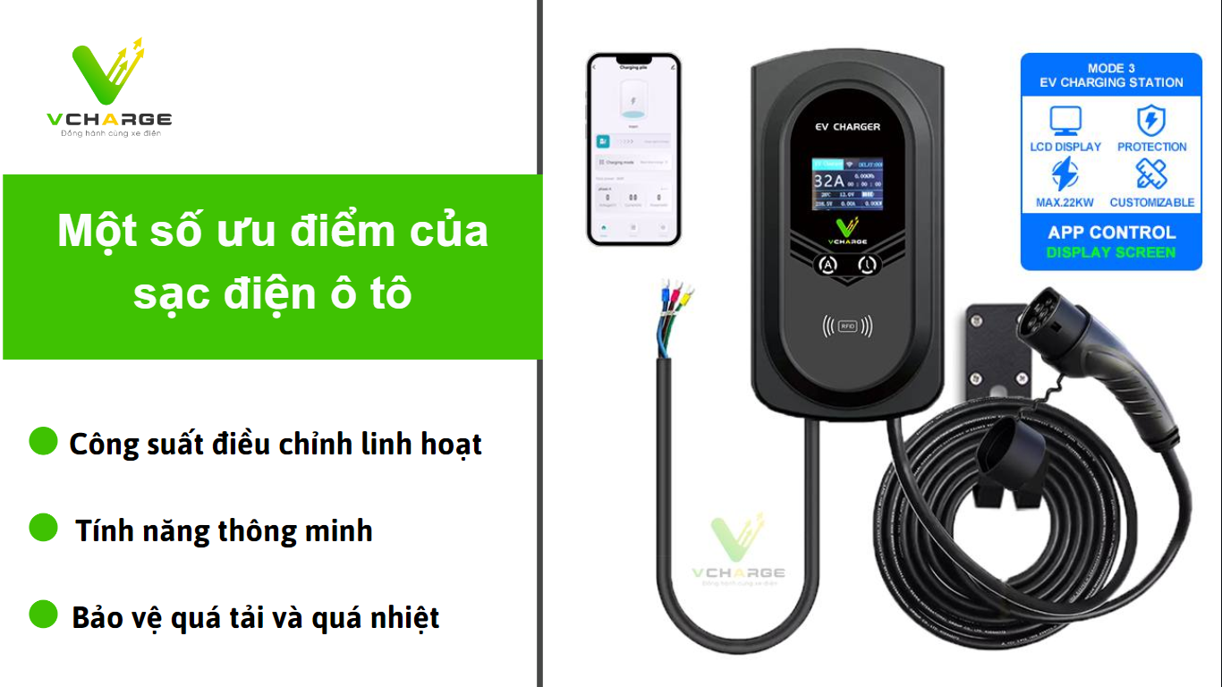 Một số ưu điểm của sạc điện ô tô